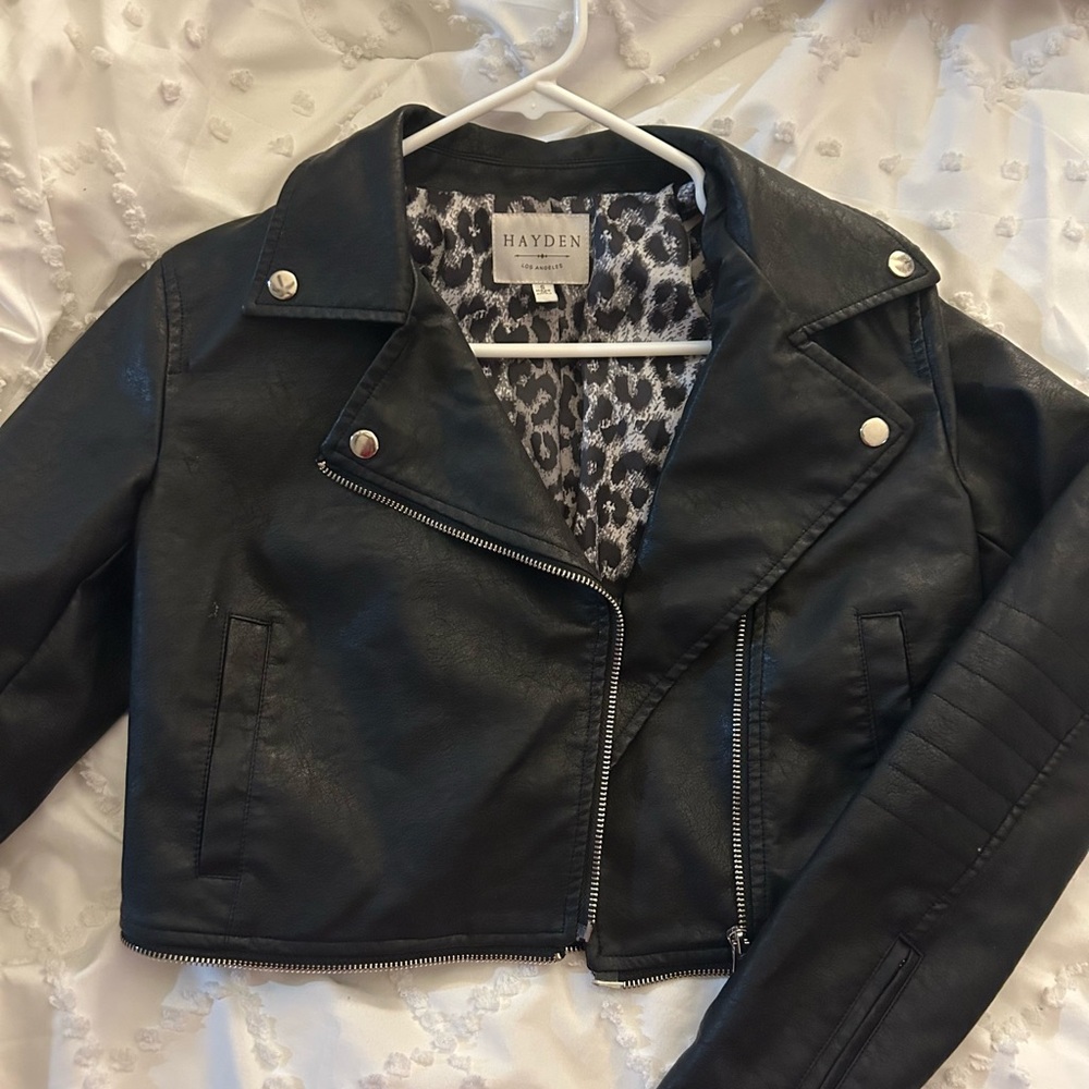 Hayden Black Cropped Leather Jacket